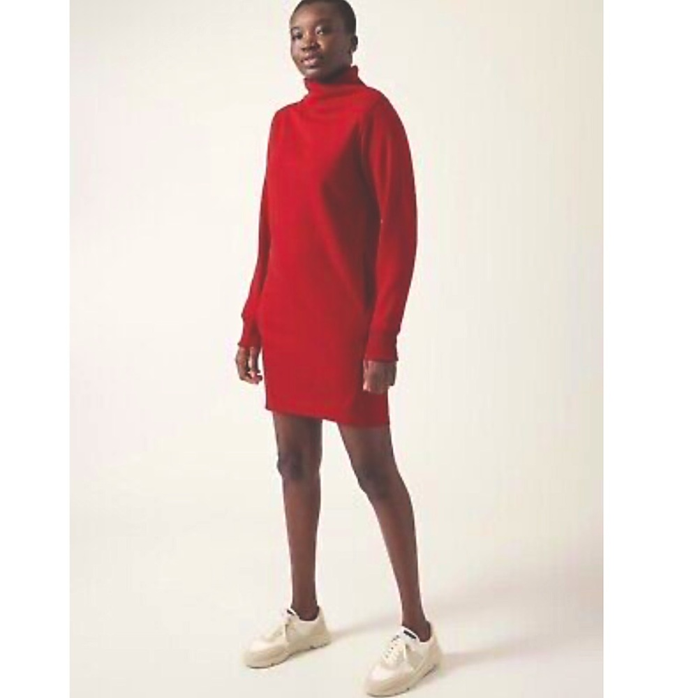 NEW Athleta Cozy Karma Mock Neck Knit Dress in Candy Red